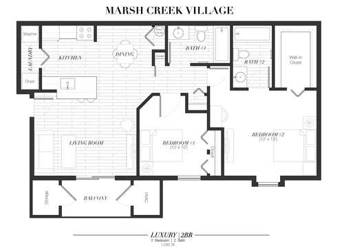 Two Bedroom Luxury: Beds - 2: Baths - 2: SqFt Range - 1050 to 1050