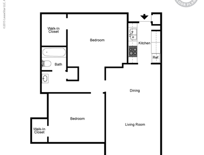 2 Bd/1 Bath/Sm.: Beds - 2: Baths - 1: SqFt Range - 950 to 950