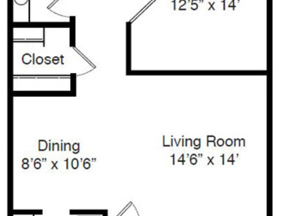 1 Bedroom, 1 Bath: Beds - 1: Baths - 1: SqFt Range - 702 to 702