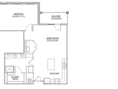 A-910: Beds - 1: Baths - 1: SqFt Range - 910 to 910