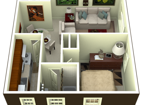 The Harriette: Beds - 1: Baths - 1: SqFt Range - 600 to 610