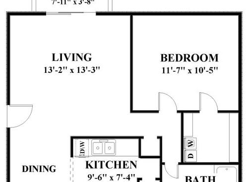 One Bedroom Patio/Balcony: Beds - 1: Baths - 1: SqFt Range - 650 to 650