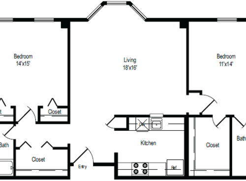 The Darmouth: Beds - 2: Baths - 2: SqFt Range - 1065 to 1065