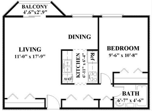 Glen: Beds - 1: Baths - 1: SqFt Range - 540 to 688