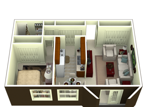 Glen: Beds - 1: Baths - 1: SqFt Range - 540 to 688