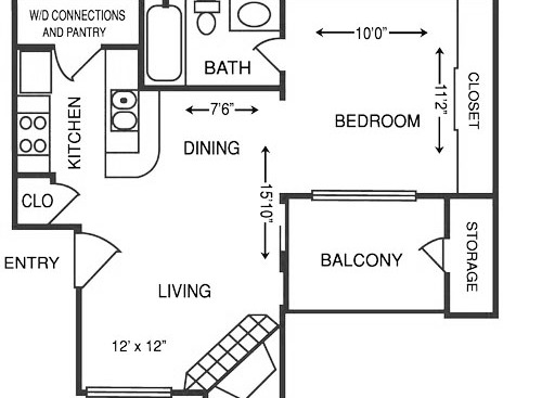 1 Bedroom: Beds - 1: Baths - 1: SqFt Range - 504 to 504