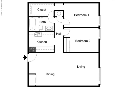 The Bonelli: Beds - 2: Baths - 1: SqFt Range - 800 to 800