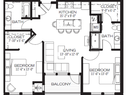 Austin: Beds - 2: Baths - 2: SqFt Range - 974 to 974