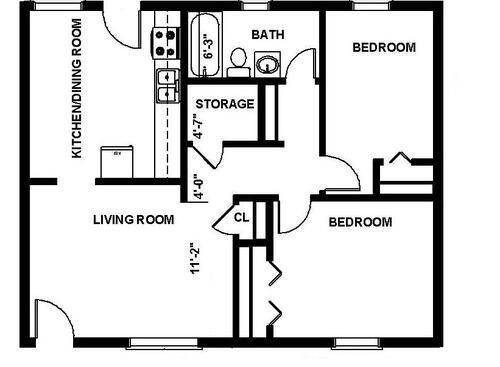 2 Bedroom: Beds - 2: Baths - 1: SqFt Range - 752 to 752
