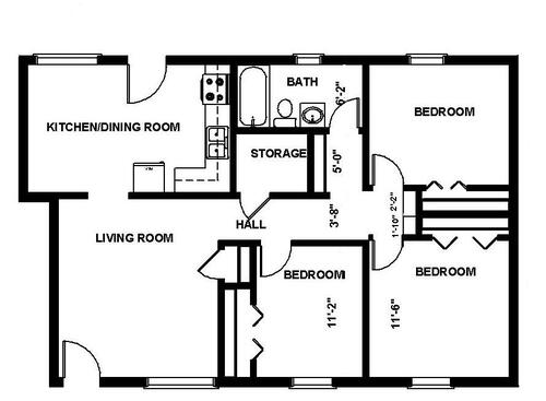 3 Bedroom: Beds - 3: Baths - 1: SqFt Range - 900 to 900