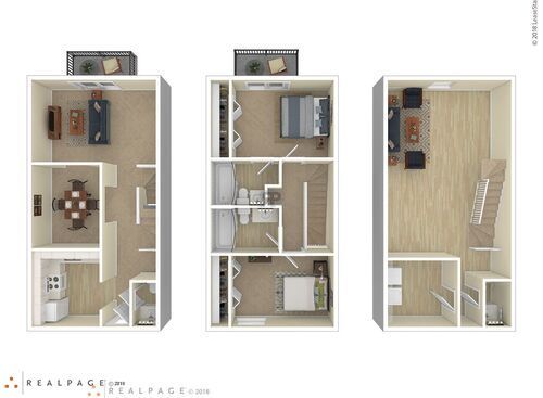 2 Bedroom Tri-Level	: Beds - 2: Baths - 2.5: SqFt Range - 1600 to 1600