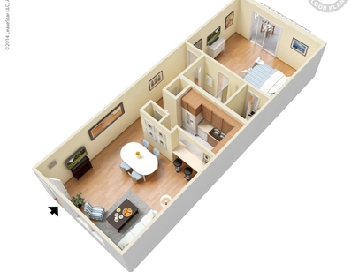One Bedroom Large - Starting at $674: Beds - 1: Baths - 1: SqFt Range - 750 to 750