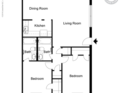 Two Bedroom Flat - Starting at $803: Beds - 2: Baths - 2: SqFt Range - 962 to 962
