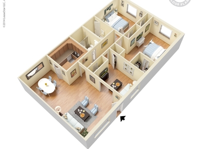 Three Bedroom Flat - Starting at $920: Beds - 3: Baths - 2: SqFt Range - 1118 to 1118