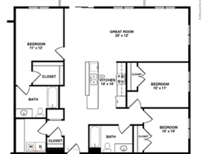3 Bedroom w/Balcony: Beds - 3: Baths - 2: SqFt Range - 1314 to 1314