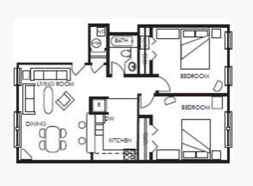 Two Bedroom - A: Beds - 2: Baths - 1: SqFt Range - 990 to 990