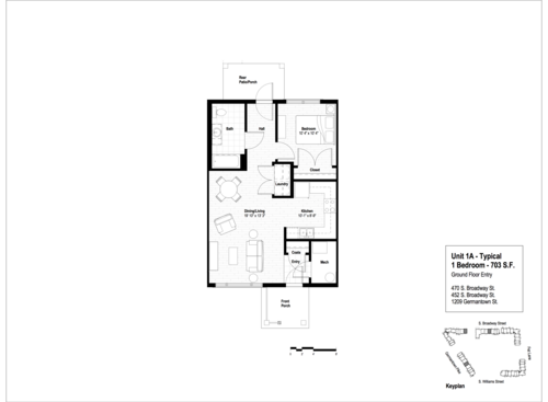 1 Bedroom: Beds - 1: Baths - 1: SqFt Range - 703 to 703