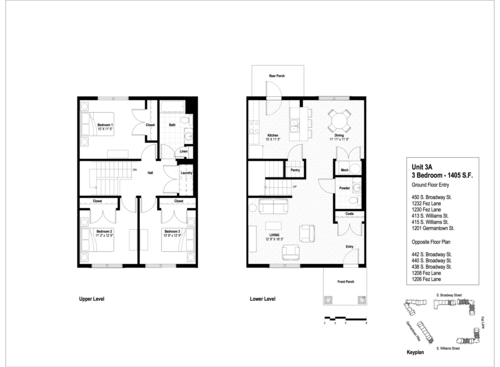 3 Bedroom: Beds - 3: Baths - 1: SqFt Range - 1405 to 1405