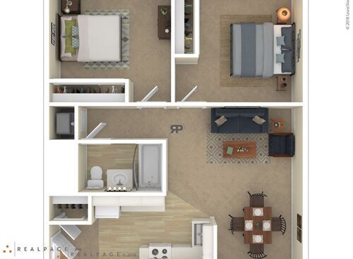 Two Bed One Bath: Beds - 2: Baths - 1: SqFt Range - 850 to 850
