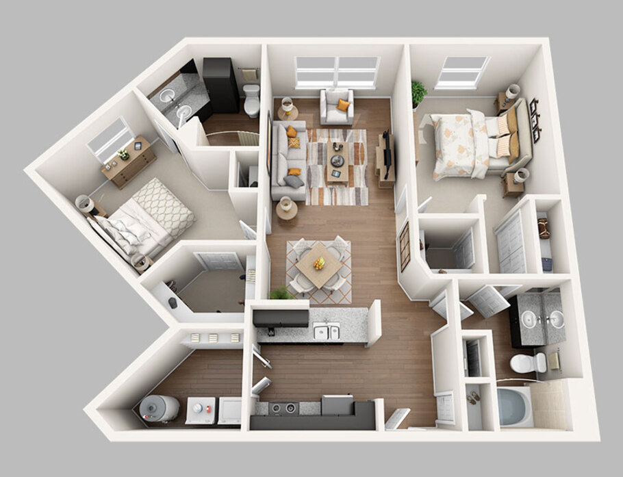 1 2 Bedroom Apartments In Houston Midtown Grove Floor Plans