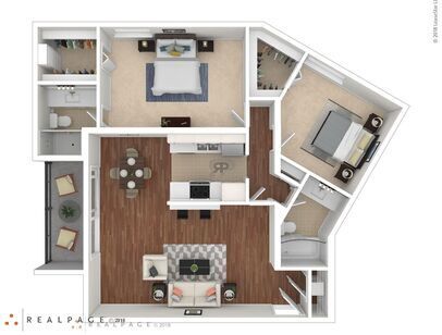 Plan B1: Beds - 2: Baths - 2: SqFt Range - 985 to 985