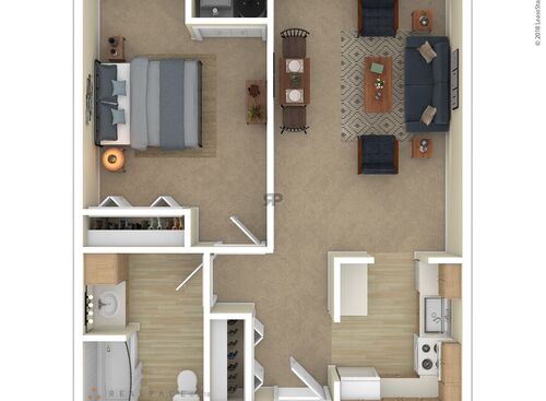 1 Bedroom: Beds - 1: Baths - 1: SqFt Range - 671 to 671