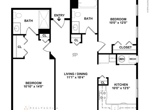 2 Bedrooms: Beds - 2: Baths - 1: SqFt Range - 995 to 995