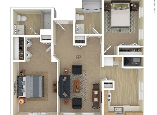 2 Bedrooms: Beds - 2: Baths - 1: SqFt Range - 995 to 995