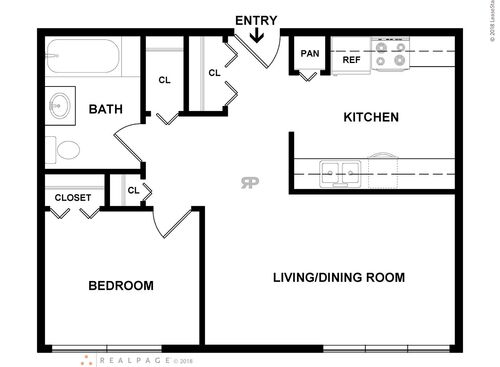 One Bedroom: Beds - 1: Baths - 1: SqFt Range - 502 to 502