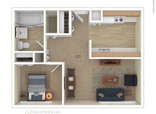 One Bedroom: Beds - 1: Baths - 1: SqFt Range - 502 to 502