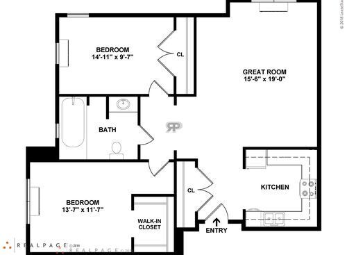 2 Bedroom: Beds - 2: Baths - 1: SqFt Range - 1075 to 1075
