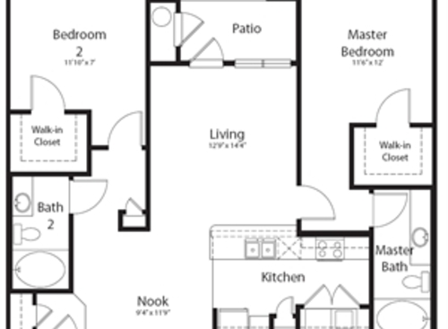 2x2D: Beds - 2: Baths - 2: SqFt Range - 1124 to 1124