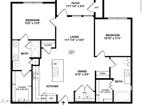 Willow: Beds - 2: Baths - 2: SqFt Range - 1014 to 1014