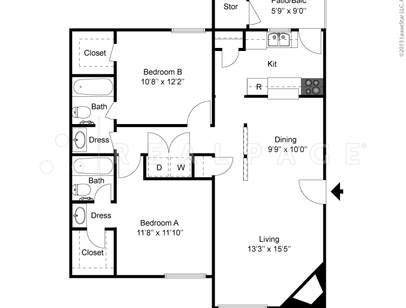 Chatham Green Apts - Two Bedroom - Large - 2 bed - 2 bath - 1041 sf