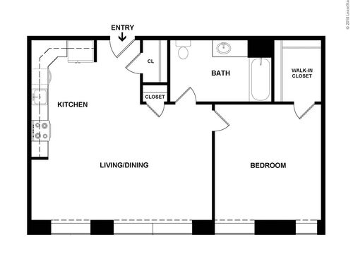 One Bedroom: Beds - 1: Baths - 1: SqFt Range - 702 to 702