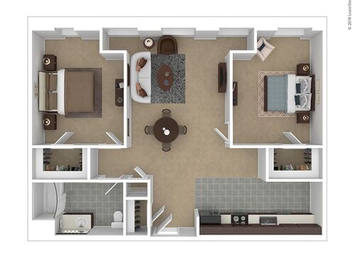 Two Bedroom: Beds - 2: Baths - 2: SqFt Range - 980 to 980