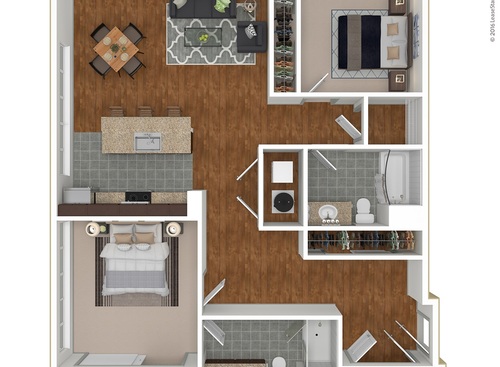 Flynn: Beds - 2: Baths - 2: SqFt Range - 1287 to 1287