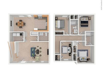 Four Bedroom: Beds - 4: Baths - 2.5: SqFt Range - 1530 to 1530