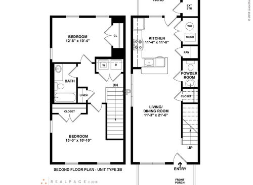 2 Bedroom: Beds - 2: Baths - 1: SqFt Range - 1047 to 1047