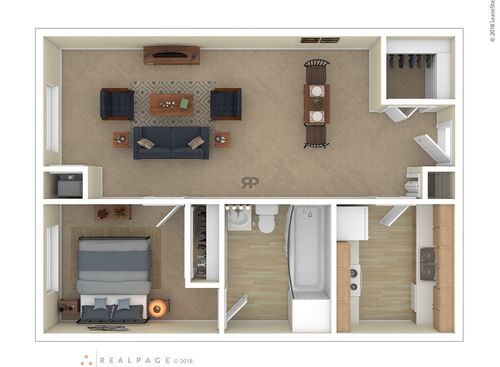 1 Bedroom: Beds - 1: Baths - 1: SqFt Range - 697 to 697