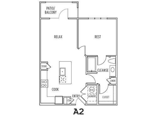 A2: Beds - 1: Baths - 1: SqFt Range - 731 to 731