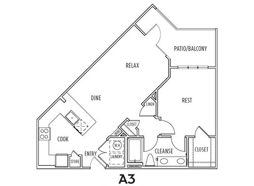 A3: Beds - 1: Baths - 1: SqFt Range - 780 to 780