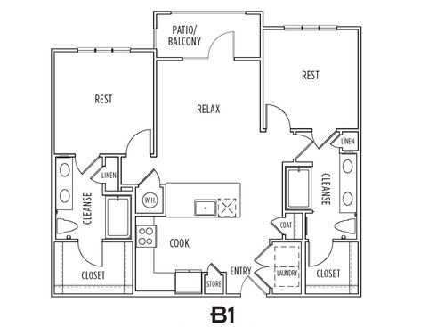 B1: Beds - 2: Baths - 2: SqFt Range - 1045 to 1045
