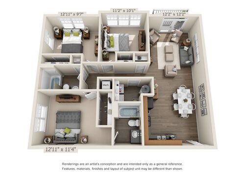 3 Bedroom, 2 Bathroom Floor plan