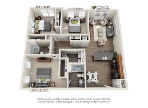 3 Bedroom, 2 Bathroom Floor plan