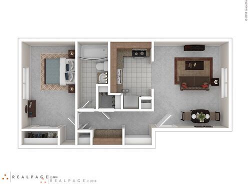 Birch (One Bedroom): Beds - 1: Baths - 1: SqFt Range - 700 to 700