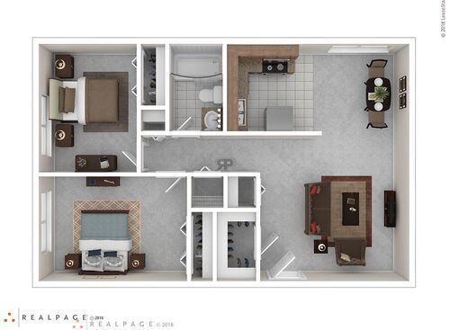 Spruce (Two Bedroom): Beds - 2: Baths - 1: SqFt Range - 825 to 825