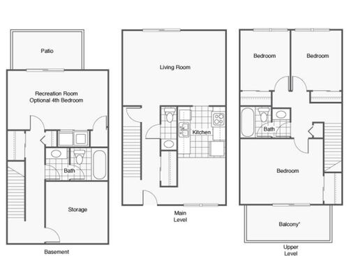 Oak (4 Bedroom / 2.5 Bath): Beds - 4: Baths - 2.5: SqFt Range - 1600 to 1600