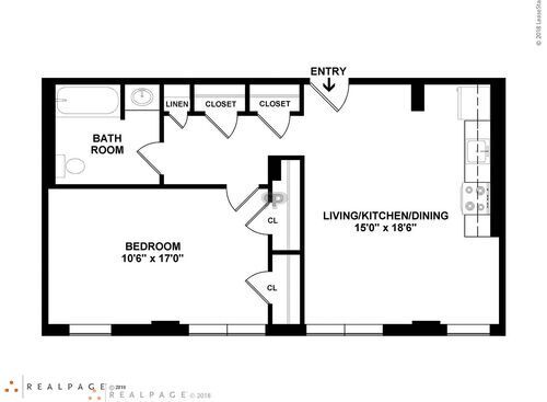 1 Bedroom: Beds - 1: Baths - 1: SqFt Range - 534 to 534