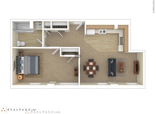 1 Bedroom: Beds - 1: Baths - 1: SqFt Range - 764 to 764